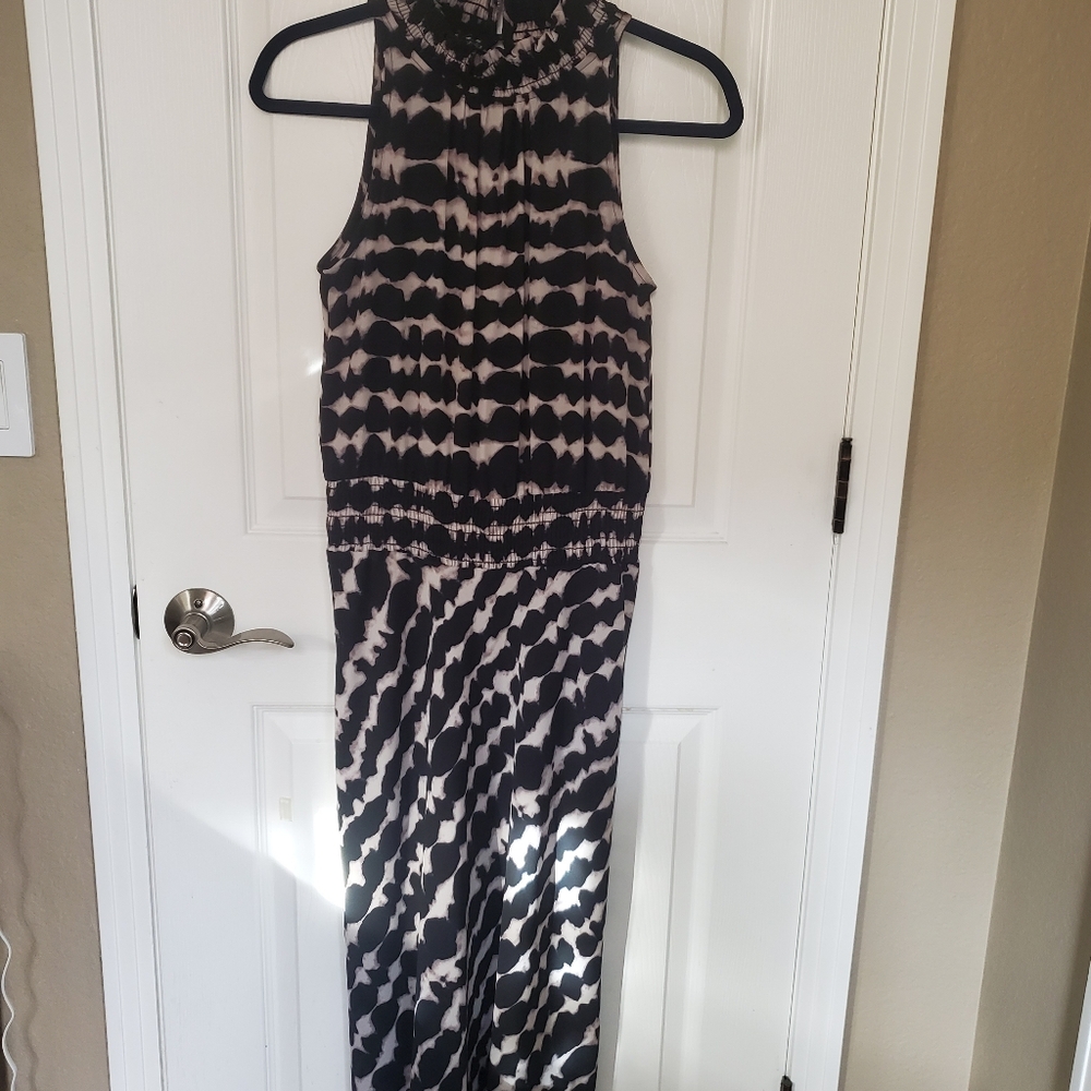Allison Joy Stylish Black and Off White Women's Dress Maxi